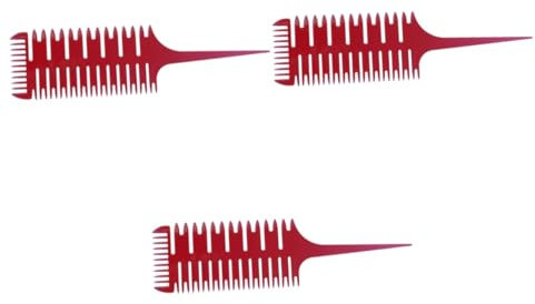 FOMIYES 3stücke Seitiger Fischknochen-kamm Für Haartönung Ergonomischer Friseur-haarfärbekamm Rot Für Präzises Färben Und Abteilen Von Haarsträhnen