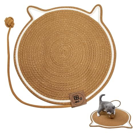 Alfombra Rascador Gatos Rascadores Protector Arañazo - Manta Gato Alfombrilla Rascable Cat Scratcher con Juguete Bola Rascadora Mantas de Rascar en Forma Oreja Protección Muebles Accesorios del Animal