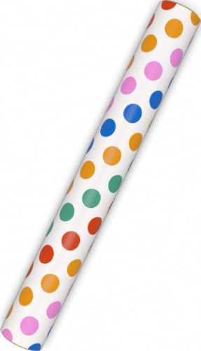 Hallmark Geschenkpapier mit Schnittlinien auf der Rückseite (1 Mini-Rolle: 44,5 cm breit x 7,4 m lang; 40 m²) Regenbogen-Punkte für Geburtstage, Kinder, Ostern, Babypartys