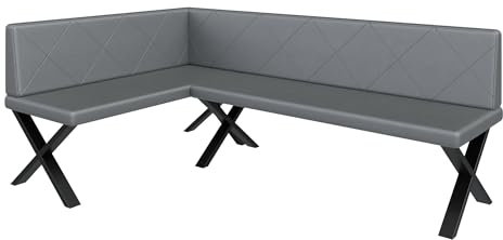 FURNISTAR Eckbank Akiko Metal X - Eckbankgruppe für Ihrem Esszimmer, Küche modern, Sitzecke, Essecke. Perfekt für Küche, Büro und Rezeption. Solide und Starke Verarbeitung. (128x196-Links-Soft29)