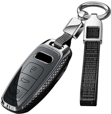 ontto Coque de Protection pour clé de Voiture PC pour Audi A3 A6 A7 A8 Q7Q8 Q4 E-Tron S3 Sportback SQ7 SQ8 RS6 RS7 A8L 2019-2024 Accessoires Coque de clé 3 Boutons-B Noir