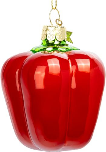 SIKORA Rote Paprika besondere Weihnachtskugel Glas Christbaumschmuck Deko Figur Weihnachten Anhänger Ornament - Trend Line - BS574