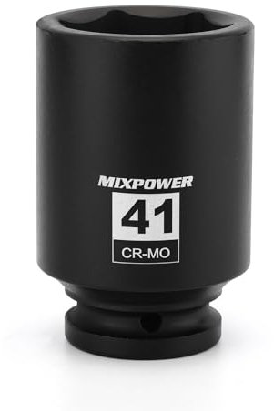 MIXPOWER Douille à choc profonde de 3/4, CR-MO, 41 mm, métrique, 6 points, écrou d'essieu pour un retrait facile