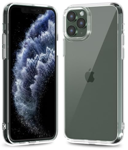 oakxco Thin Slim Clear case for iPhone 11 Pro Max, Transparent Hybrid Hard Shell Plastic & Soft Silicone Rubber Bumper, Non-Yellow Acrylic Protective Lightweight Cover for Women, Clear