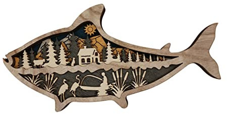 Hoement Holzfische Deko Fisch Schlafzimmer Licht Led Nachtlicht Ornament Lampe Schmuck Für Innenbereich Partys Geburtstage