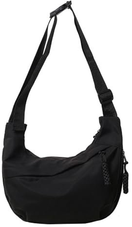 AiNinXun Sac Croisé Homme Femme Sac Demi-lune Nylon Sac à Bandoulière Collège Sac Banane Femme Homme Crescent Bag Petit Sacs à Main Portés épaule Half Moon Bag Sac Hobo pour L'école Voyages Travail