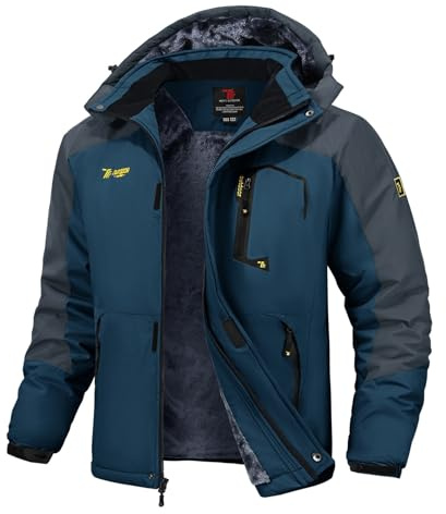 Rdruko Skijacke Herren Wasserdicht Winterjacke Snowboardjacke mit Kapuze | Winddicht Softshelljacke Fleece Warm Gefüttert Verdickt Wanderjacke Atmungsaktiv Outdoorjacke Funktionsjacke