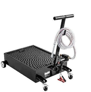 Low Profile Oil Drain Pan 15 Gallon Oil Drain Pan with 180W Electric Pump 8.2ft Hose & Folding Handle for Trucks Buses RVs