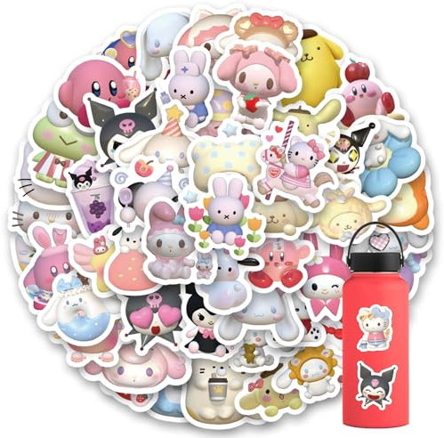 100 Blatt Cute Katze Cartoon Wasserdichte Aufkleber,Kawaii Cat Animal Anime Aufklebers,DIY Kinder Aufkleber,Niedlich Karikatur Kaninchen Tier Stickers für Tasse Koffer Laptop Gitarre Skateboard