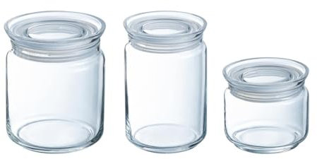 Luminarc Pav Boîte de 3 bocaux hermétiques en verre 0,5 l - 0,75 l - 1 l