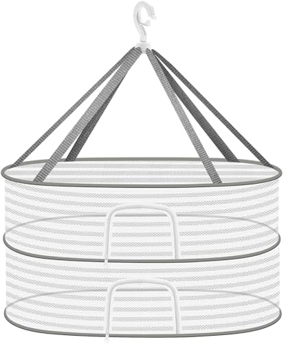 Colgar Red de Secado de Hierbas Ropa Plantas Marihuana (Blanco-2 Capas) | Alimentos Pequeña Pescado Malla con Gancho en Forma de S y Bolsa de Almacenamiento