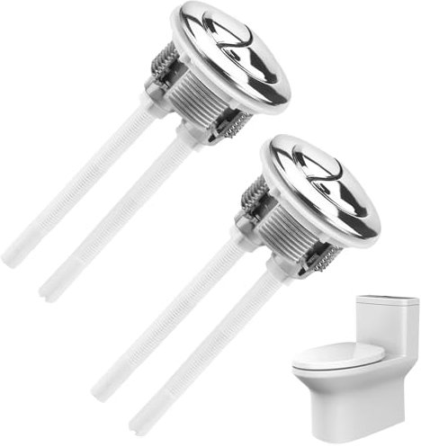 Toilet Flush Buttons Replacement, 2 Pack Toilet Dual Flush Push Button, 40mm Round Head Toilet Flush Button, Toilet Buttons for Toilet Closestool Cistern Replacement Accessories(Silver)