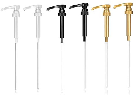 6PCS Coffee Syrup Pump, Syrup Pump, Simply Syrup Pump, Coffee Syrup Dispenser Pump, Fits Most 750ml Syrup Bottle, Great for Home & Coffee Bar Drinking Mixes, Tea, Beverage (White Gold and Black)