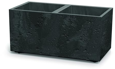 Tymar Pflanzenkübel groß außen, rechteckig, Pflanzkasten für draussen, Blumenkübel,Pflanzgefäße XXL (Beton Schwarz; 60x30xH30 cm)