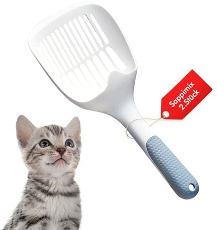 SappiMix Premium Katzenstreu-Schaufel – 2er Set | Ergonomisch, robust | Für müheloses, gründliches Reinigen der Katzentoilette – Perfekte Hygiene & Pflege für Ihr Katzenklo