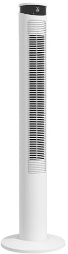 HOMCOM Turmventilator, Standventilator mit 3 Belüftungsstufen, Fernbedienung, 45W Ventilator mit 12H Timer, 70° Oszillation, für Schlafzimmer, Weiß