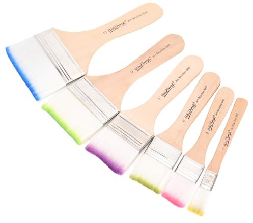 GADITIEK 6 pièces Pinceau Plat pour Peinture Acrylique, Pinceau Acrylique set-12、20、30、45、55、70mm de Large, Artiste Peinture à l'huile Set de pinceaux avec des Manches en Bois pour la Peinture
