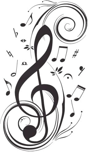 CREATCABIN Music Note Wall Stickers Black Vinyl Wall Decal Large 23 x 13.8 inch Musical PVC Self Adhesive Studio Aesthetic Mural Living Room Art Peel Decals for Home Classroom School Window Decoration