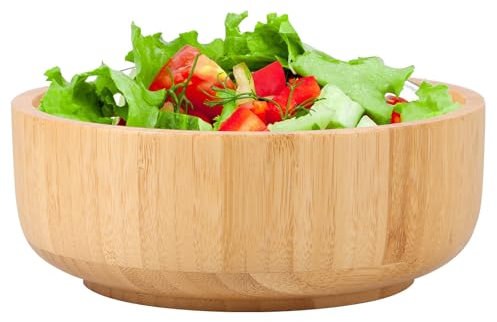 TNTGMG Saladier en Bambou Fait à la Main pour Plan de Travail de Cuisine, Bol réutilisable de capacité pour Fruits, salades et décoration, résistant aux Rayures, sans BPA
