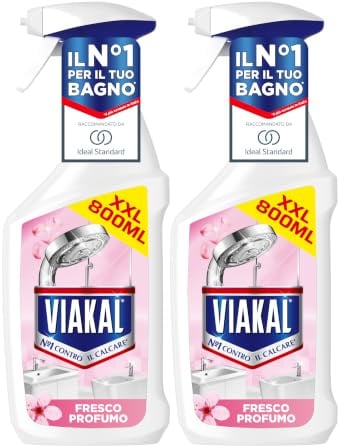 Viakal Profumo Fresco Spray Per Rimuovere Fino Al 100% Di Calcare Con Tecnologia Anti-Goccia (Confezione da 2)