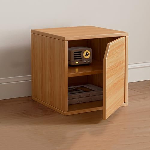 Générique Cube de Rangement en Bois, 30 x 30 x 30 cm, Style Scandinave Moderne, Modulable, Finition Naturelle (Chêne argenté à Deux avec Porte)