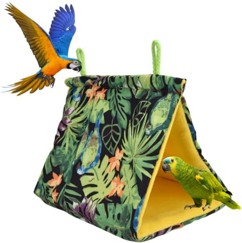 Kovcfon Parrot Hanging Cage Small Pet Warm Hanging Bed for Parakeets Myna Pigeon Tropical Rain Forest (Multicolour, L)