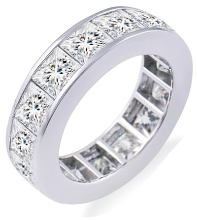 Wycian Promise Ring Eheringe Weissgold Damen 9 Karat Moissanit Platz Der Ewigkeit Größe 53 (16.9) Elegant für Lesben Valentinstag Gravur