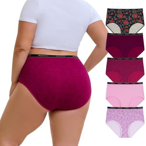 INNERSY Culotte Grande Taille Confort Slip Femme Coton Haute 44-62 Lot de 5 | sous-vêtement XL-5XL, Culottes Couverture Complète, Entrejambe 100% Coton, Sans Étiquette, Post Cesarienne, Confort Quotidien