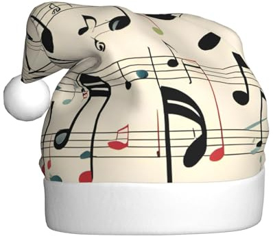 YYHHAOFA Weihnachtsmütze mit Musik-Notenschlüssel-Motiv, für Erwachsene, für Männer und Frauen, Kleidung, Stirnband für festliche Anlässe