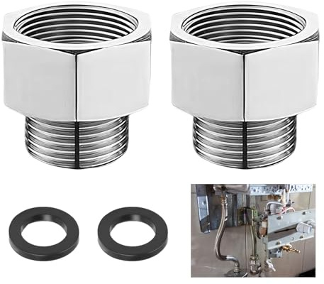 2 Piezas Adaptador Reductor 1/2 Pulgada Rosca Hembra a 3/8 Pulgada Rosca Macho, Adaptador de Rosca de Cobre con Junta, Adaptador Hexagonal para Grifo, Válvula Angular, Manguera y Sanitarios
