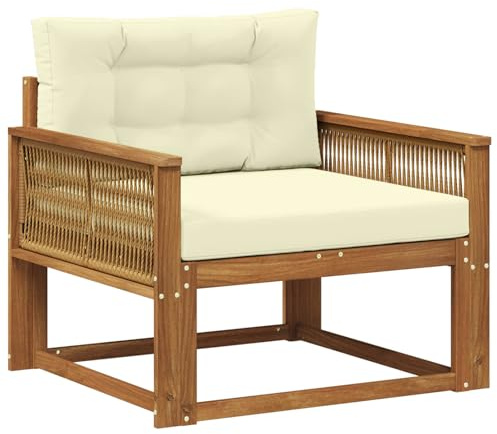 vidaXL Outdoor Mittelsofa Massivholz Akazie Natur, Akazienholz Outdoor Mittelsofa, wetterfestes Patiositzmöbel, modernes Möbel für Gartenlounge und Balkon