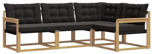 vidaXL Outdoor-Sofagarnitur mit Kissen 4 pcs Weiß und Schwarz, Garten Loungeset, modernes Outdoor Sofa, langlebige Möbel, stylische Terassen-Sitzgelegenheiten, ideal zum Entspannen