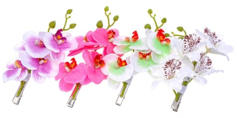 Orchideen Haarspange mit Künstlichen Phalaenopsis Blüten, 4 Stück Zufällige Farbe