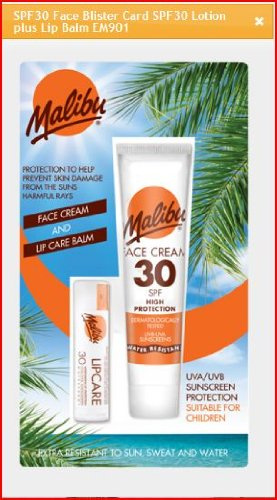 Malibu Duo Pack Sun Protection Face Cream & Lip Balm SPF 30 wasserabweisend