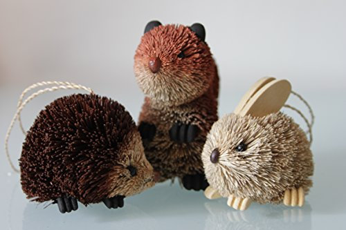 Woodland Animals cone cone/wood bristle Christmas Decoration set of 3 (Orange)