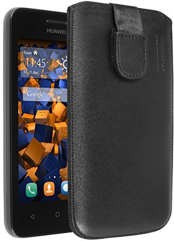 mumbi Echt Ledertasche kompatibel mit Huawei Y3 Hülle Leder Tasche Case Wallet, schwarz