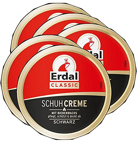 5X Erdal Classic Schuhcreme Schwarz - Dosencreme, pflegt, glänzt & schützt, 75 ml