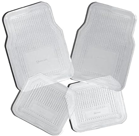 Zento Deals 4-teilige transparente Premium-Qualität, wasserfest, universelle Passform, Vinyl, strapazierfähig, Gummi-Fußmatten für Fahrzeuge
