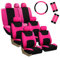 FH GROUP FB030217-COMBO Light & Breezy Stoff-Sitzbezug-Set, Airbag & Split Ready, Pink/Schwarz, passend für die meisten PKW, LKW, SUV oder Van