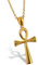 Flongo Herren-Kette Männer Anhänger Damen Halskette, Edelstahl Halskette mit Egyptian Ägyptisches Zeichen Anch o. Ankh Kreuz Kruzifix Anhänger Gold