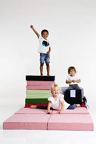 nanito Spielpolster für Kinder, Spielmatratze für Kinder (rot), 60x60x10 cm, Baumwolle, Schaumstoff, Fest, Rot