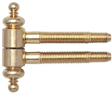 Einbohrband 2-tlg. mit Zierkopf, ø 16 mm, Bandh. 63 mm, Stahl vermessingt