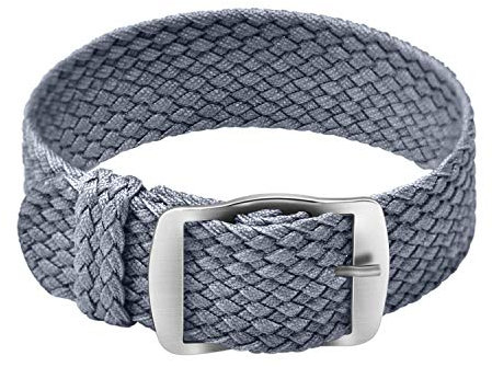 ULLCHRO Unisex Perlon Nylon Armband mit Edelstahl Silberne Schnalle 22mm Grau