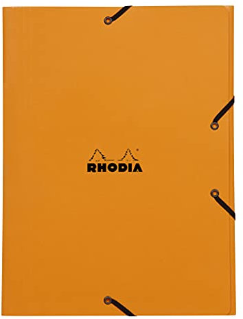 Rhodia 24328C - Sammelmappe mit Gummizugverschluss, 3 Klappen, für DIN A4, 24x32 cm, praktisch und robust, Orange, 1 Stück