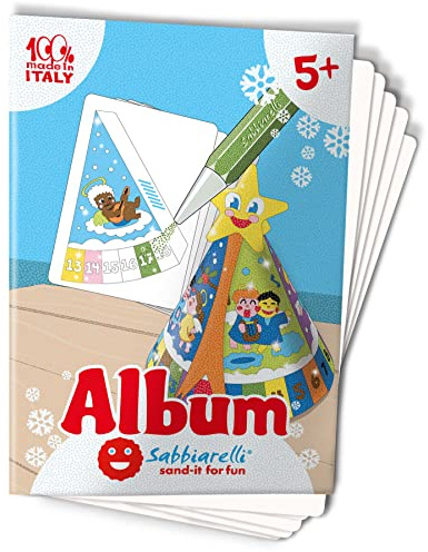 Sabbiarelli – Album 3D-Adventskalender | Klebebögen für Sand Art | Enthält 5 Karton-Klebebögen A5 zum Basteln von 1 Adventskalender | 100% Made in Italy | 5-12 Jahre | FARBSAND NICHT ENTHALTEN