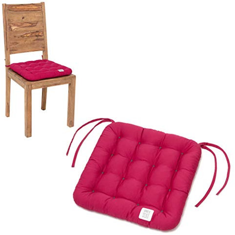 HAVE A SEAT Luxury - Sitzkissen 40x40 cm (2 St.) - bequemes Stuhlkissen, orthopädisch, waschbar bis 95°C, Trockner geeignet, wetterfest - Made in Germany - (2er Set, Hot-Pink)