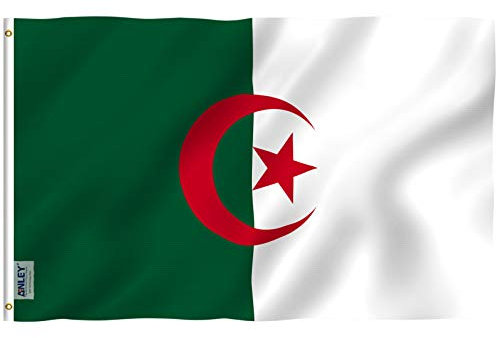 ANLEY Fly Breeze 3x5 pieds drapeau Algérie - couleur vive et résistant à la décoloration UV - en-tête de toile et double couture - drapeaux algériens en polyester avec œillets en laiton 3 X 5 pi