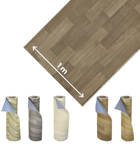 OLIVO.shop Tappeto pvc effetto legno Rivestimento Pavimenti in Pvc vinile pavimento al metro design legno impermeabile, rotolo facile da tagliare 1 metro (DARK BROWN, 1x2m)