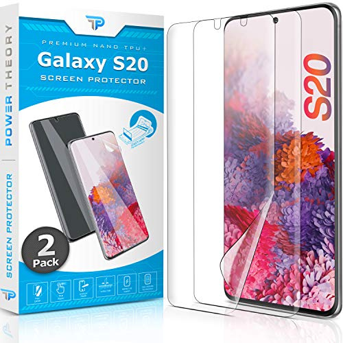 Power Theory Schutzfolie für Samsung Galaxy S20 Displayschutz [KEIN GLAS] 3D Nano Tech Folie, 100% Fingerabdrucksensor, Einfache Installation [2 Stück]