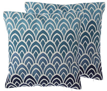 Dekokissen 2er Set 45 x 45 cm Baumwolle Wellen Ombre Muster blau Nigella